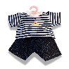 T-shirt marin et short en jeans pour poupon 40cm