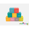 Cubes souples emboîtables texturés et colorés lot de 9