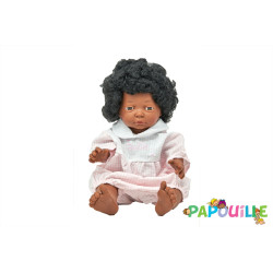 Poupée corps dur avec cheveux africain 40cm fille mazal