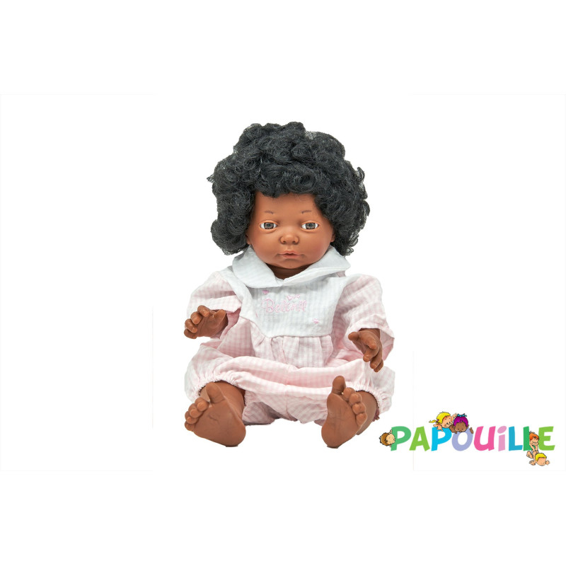 Poupée corps dur avec cheveux africain 40cm fille mazal