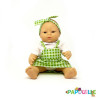 Poupée corps dur sans cheveux 30cm créole robe verte