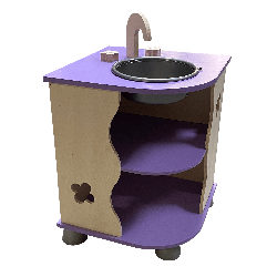 Bloc coin évier imitation avec meuble de rangement en bois