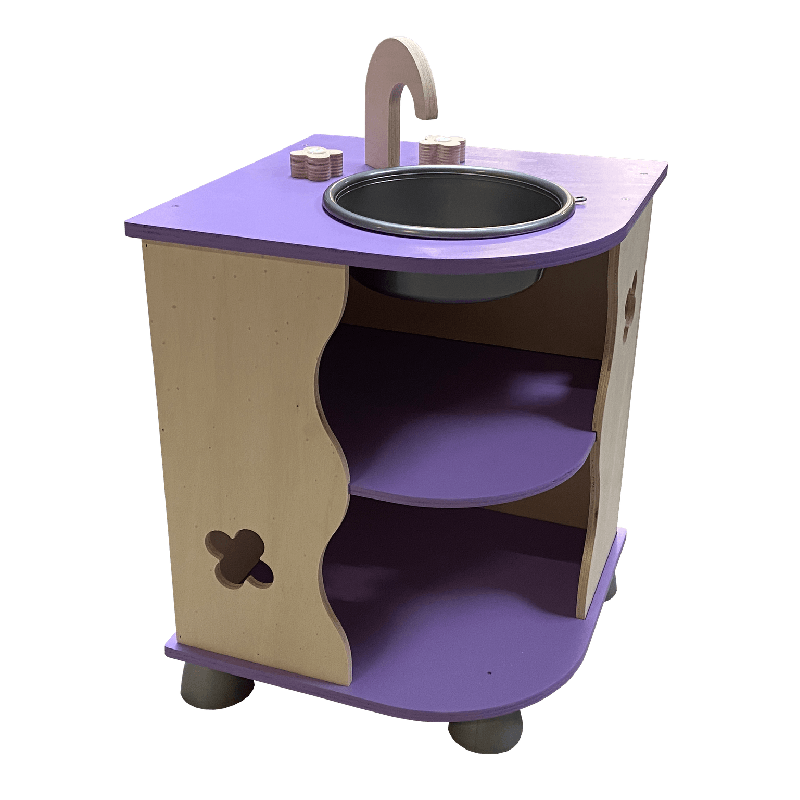Bloc coin évier imitation avec meuble de rangement en bois