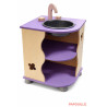 Bloc coin évier imitation avec meuble de rangement en bois