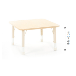 Square Table Owlaf 75 x 75 cm. incl. height-adjustable metal legs (beige) - melamine coating