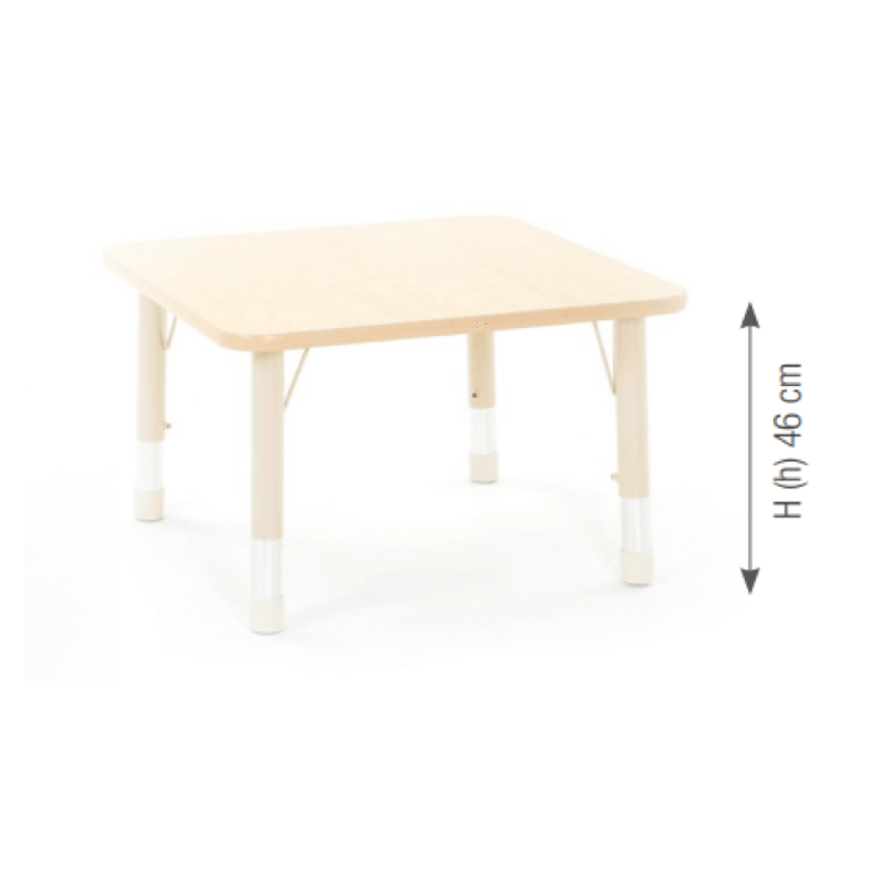 Square Table Owlaf 75 x 75 cm. incl. height-adjustable metal legs (beige) - melamine coating