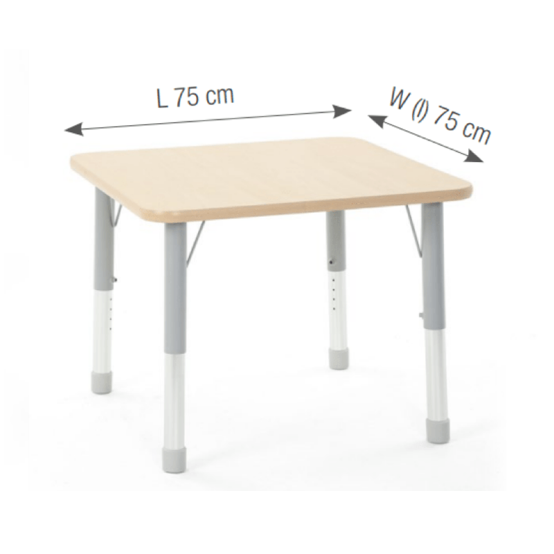 Square Table Owlaf 75 x 75 cm. incl. height-adjustable metal legs - HPL surface