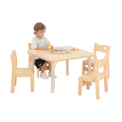 Square Table Owlaf 75 x 75 cm. incl. height-adjustable metal legs (beige) - HPL surface