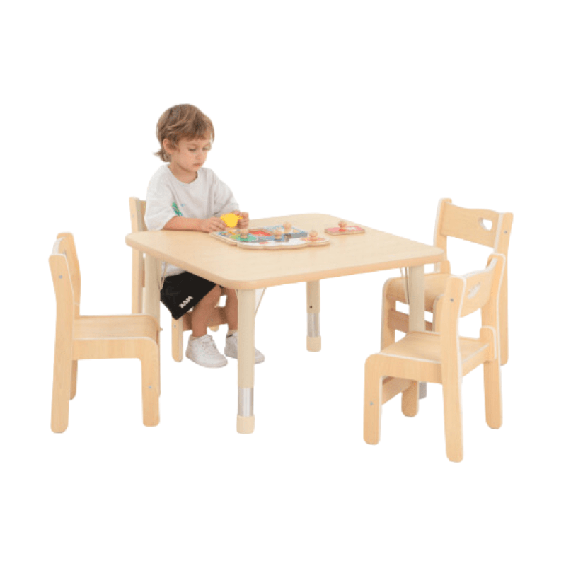 Square Table Owlaf 75 x 75 cm. incl. height-adjustable metal legs (beige) - HPL surface