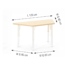 Trapezoidal Table Owlaf 120 x 60 cm. incl. height-adjustable metal legs (beige) - melamine coating
