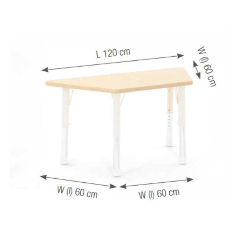 Trapezoidal Table Owlaf 120 x 60 cm. incl. height-adjustable metal legs (beige) - melamine coating