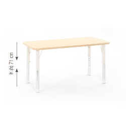 Rectangular Table Owlaf 120 x 75 cm. incl. height-adjustable metal legs (beige)- melamine coating