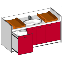 Table à langer avec escalier sur mesure 1 cuve 200 cm