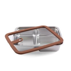 Boite de conservation 3 compartiments - 160 cl - Inox micro-ondable