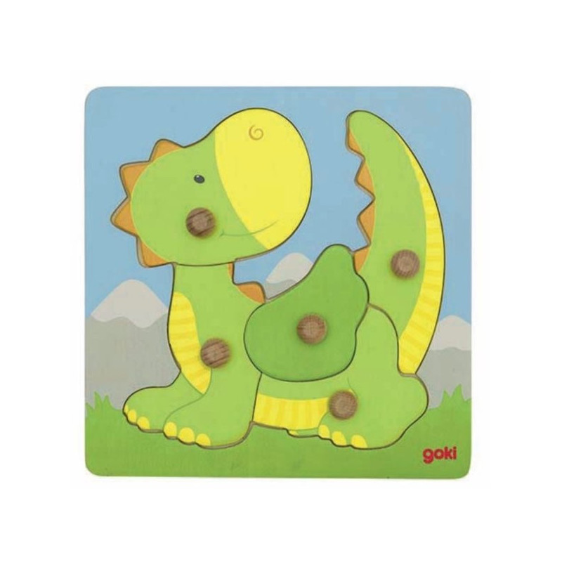 Puzzle à encastrer avec bouton en bois dragon 5 pcs ( pour les enfants de 1 an et plus )