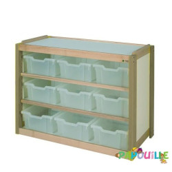 Meuble de rangement 9 casiers translucides jaune