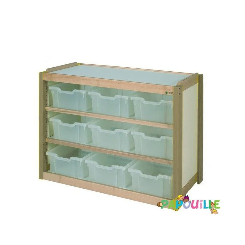 Meuble de rangement 9 casiers translucides jaune