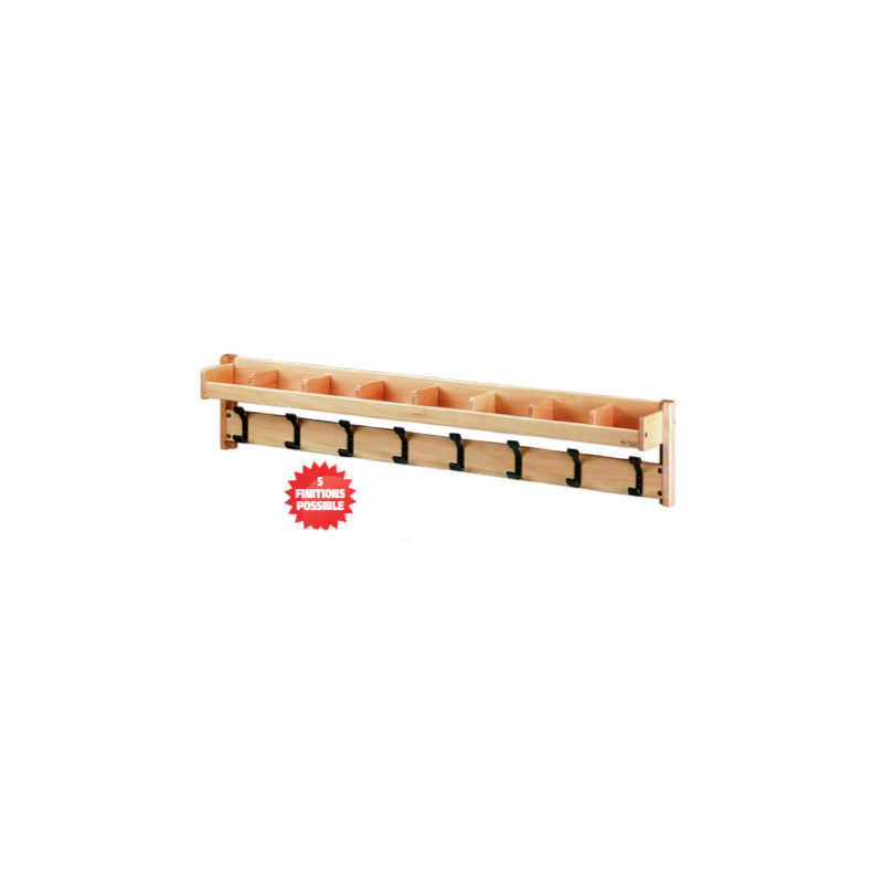 Porte manteaux en bois avec casiers naturel