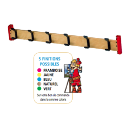Porte manteau en bois simple 6 patères naturel