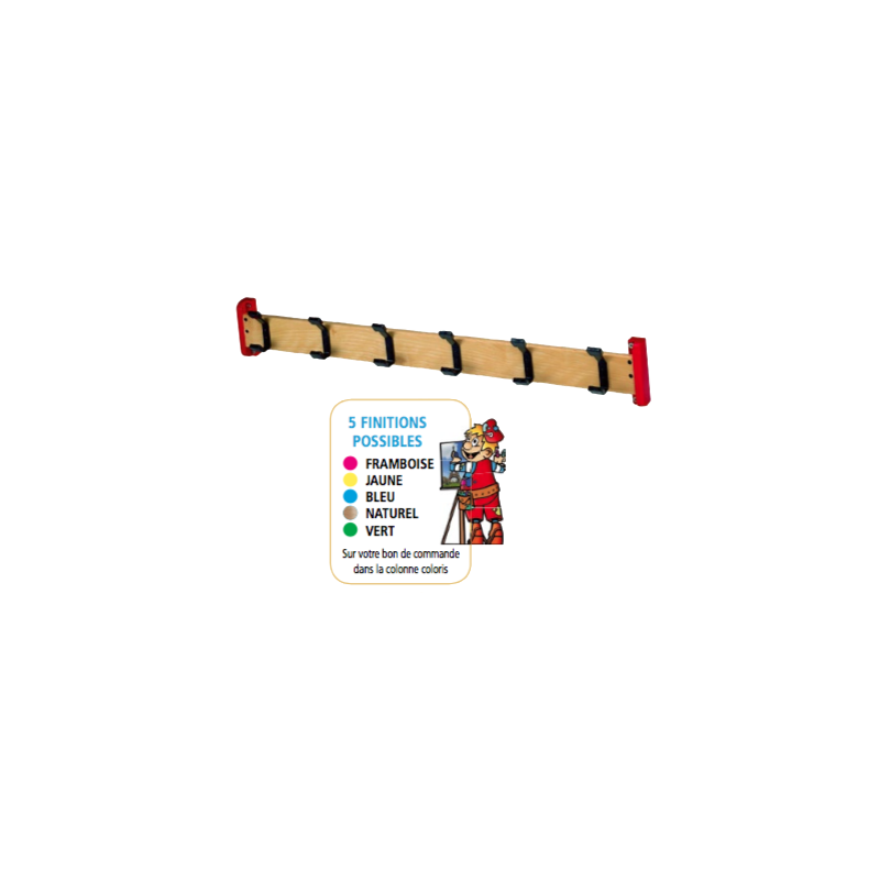 Porte manteau en bois simple 6 patères naturel