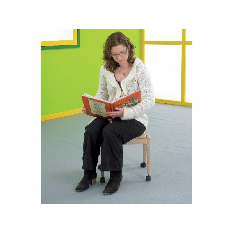 Tabouret bois sur roulettes