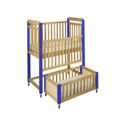 Lit en bois surélevé double couchage vernis