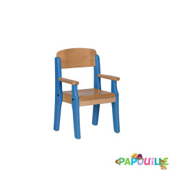 Fauteuil enfant en bois avec accoudoir t1 h.26cm vernis