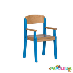 Fauteuil enfant en bois avec accoudoir t3 h.35cm vernis
