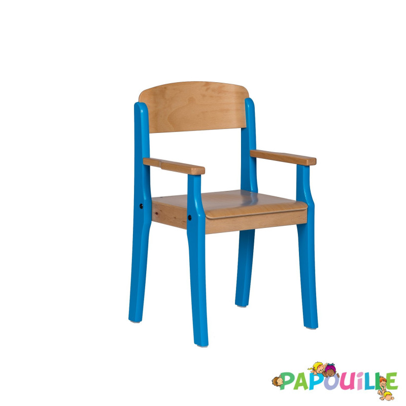 Fauteuil enfant en bois avec accoudoir t3 h.35cm vernis