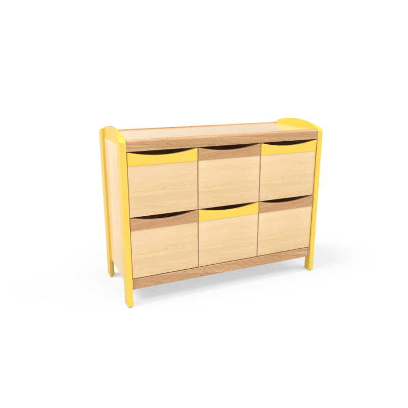 Meuble de rangement 6 cases crèche jaune