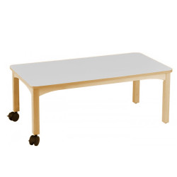 Table en bois 120 x 60 a roulettes t0 h.40cm naturel