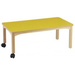 Table en bois 120 x 60 à roulettes t2 h.53cm naturel