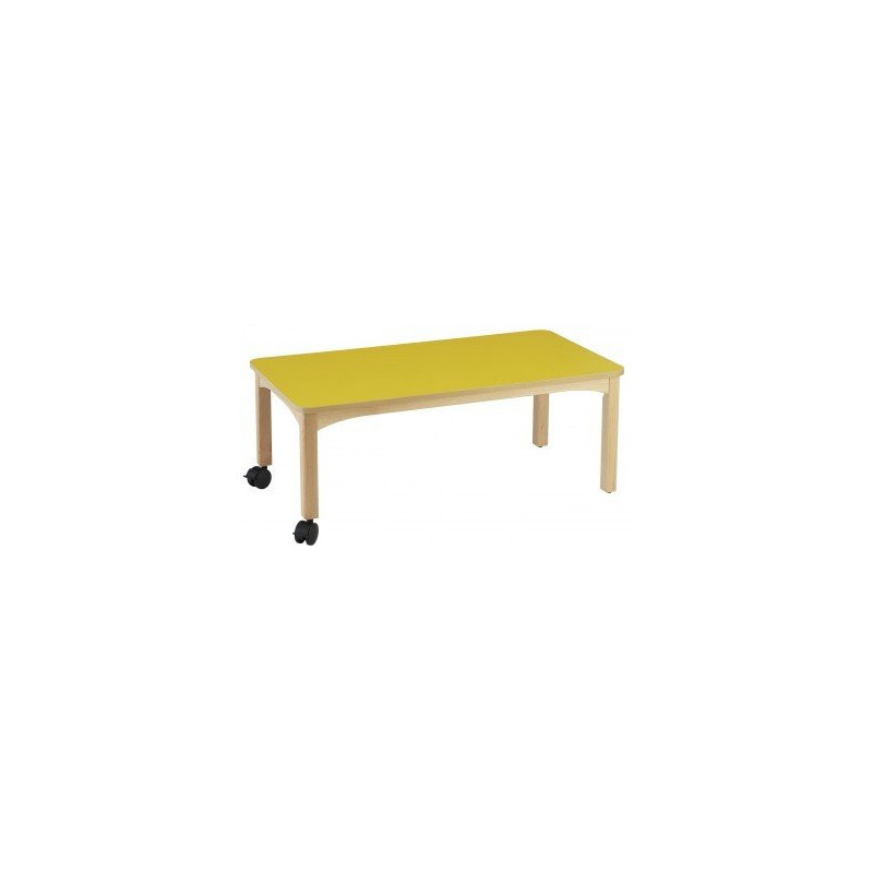 Table en bois 120 x 60 à roulettes t2 h.53cm naturel