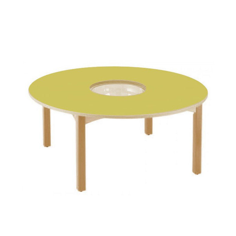 Table en bois a bac central t0 h40 naturel