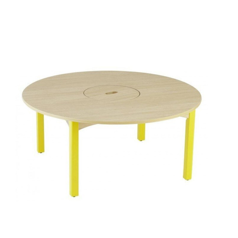 Table en bois a bac central t1 h46 vernis