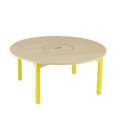 Table en bois a bac central t3 h59 vernis
