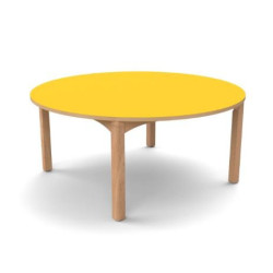 Table ronde en bois 4 pieds t0 naturel