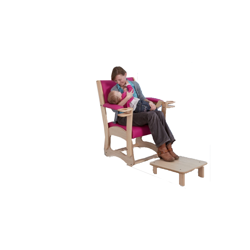 Fauteuil d'allaitement en bois avec repose pieds