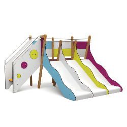 Structure de jeux 3 toboggans - Tobo'Gliss fixations courtes