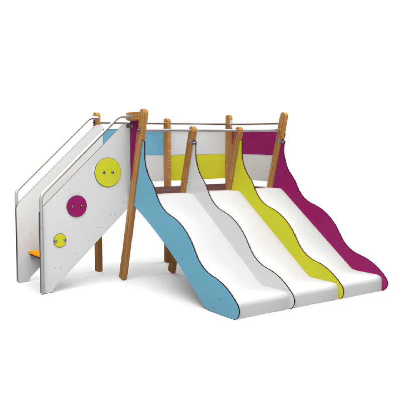 Structure de jeux 3 toboggans - Tobo'Gliss fixations courtes