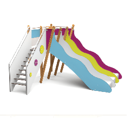 Structure de jeux 3 toboggans H 114 cm - Tobo'Gliss fixations courtes