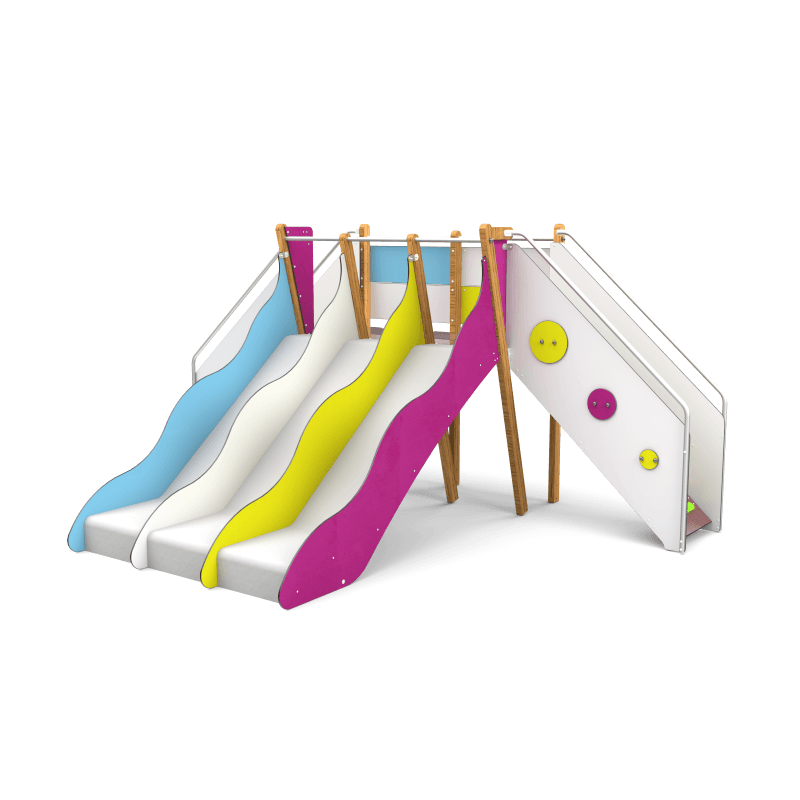Structure de jeux évolutif 3 toboggans H 114 cm - Tobo'Gliss fixations courtes