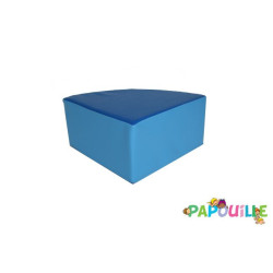 Pouf 1/4 rond en mousse pvc h.25 cm bleu