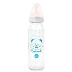 Biberon verre 240 ml, "régul'air", tétine nn caoutchouc - blanc -