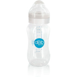 Biberon en tritan 330 ml tétine silicone 4 mois blanc translucide