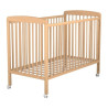 Lit à barreaux en bois réglable 3 hauteurs 60x120cm vernis - avec roulettes -