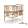 Lit à barreaux en bois réglable 3 hauteurs 60x120cm vernis - avec roulettes -