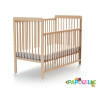 Lit à barreaux en bois réglable 3 hauteurs 60x120cm vernis - avec roulettes -