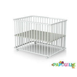 Parc enfant pliant à roulettes réglable 3 hauteurs blanc