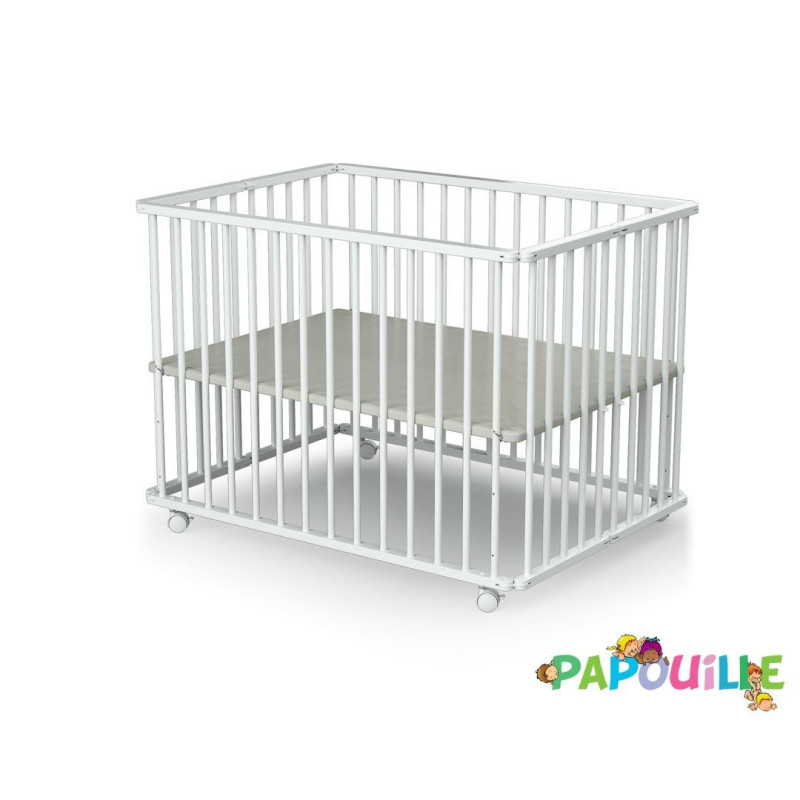 Parc enfant pliant à roulettes réglable 3 hauteurs blanc
